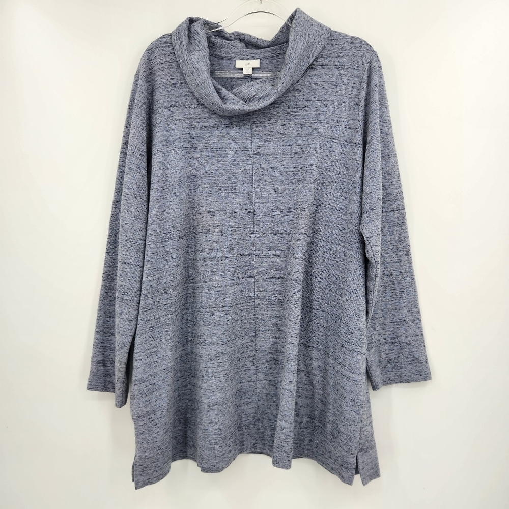 J. Jill Cowl Neck Top 3/4 Sleeve Womens Size XL Tall Blue